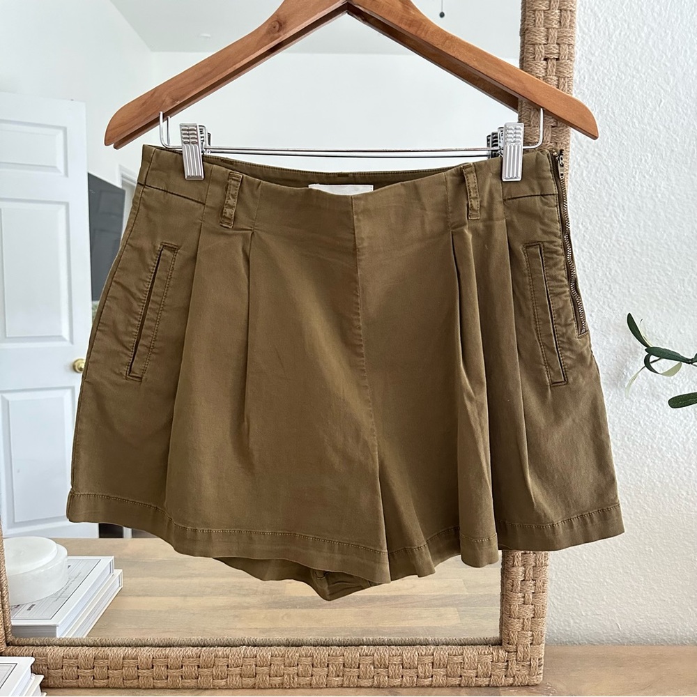 Anthropologie Moss Green High Waisted Shorts